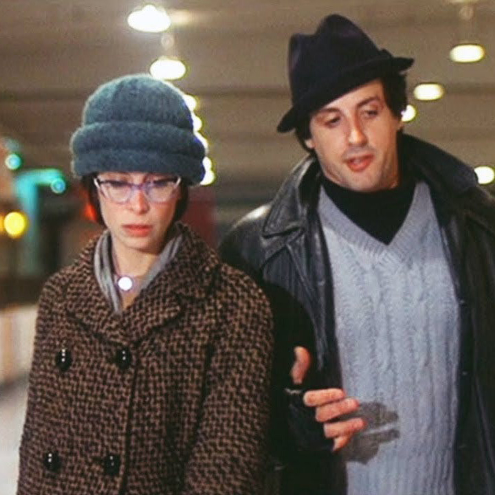 Production still from Rocky - Adrian and Rocky on the ice at the ice rink